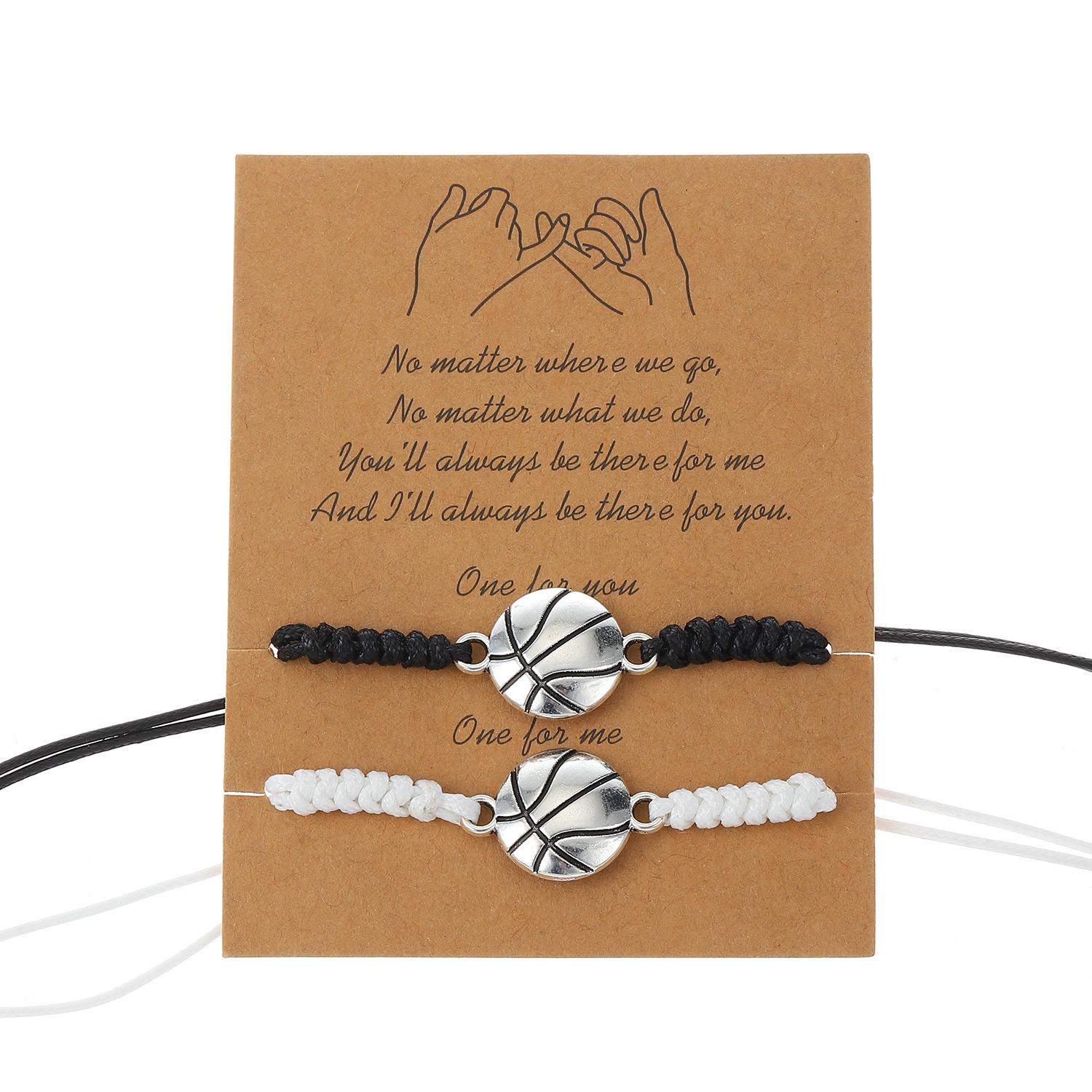 

Couples Black & White Woven Sports Bracelets - Trendy Super Bowl Fan Set