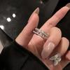 Korean Minimalist Sparkling Zircon Open Ring - Luxurious High-End Style for Influential Women