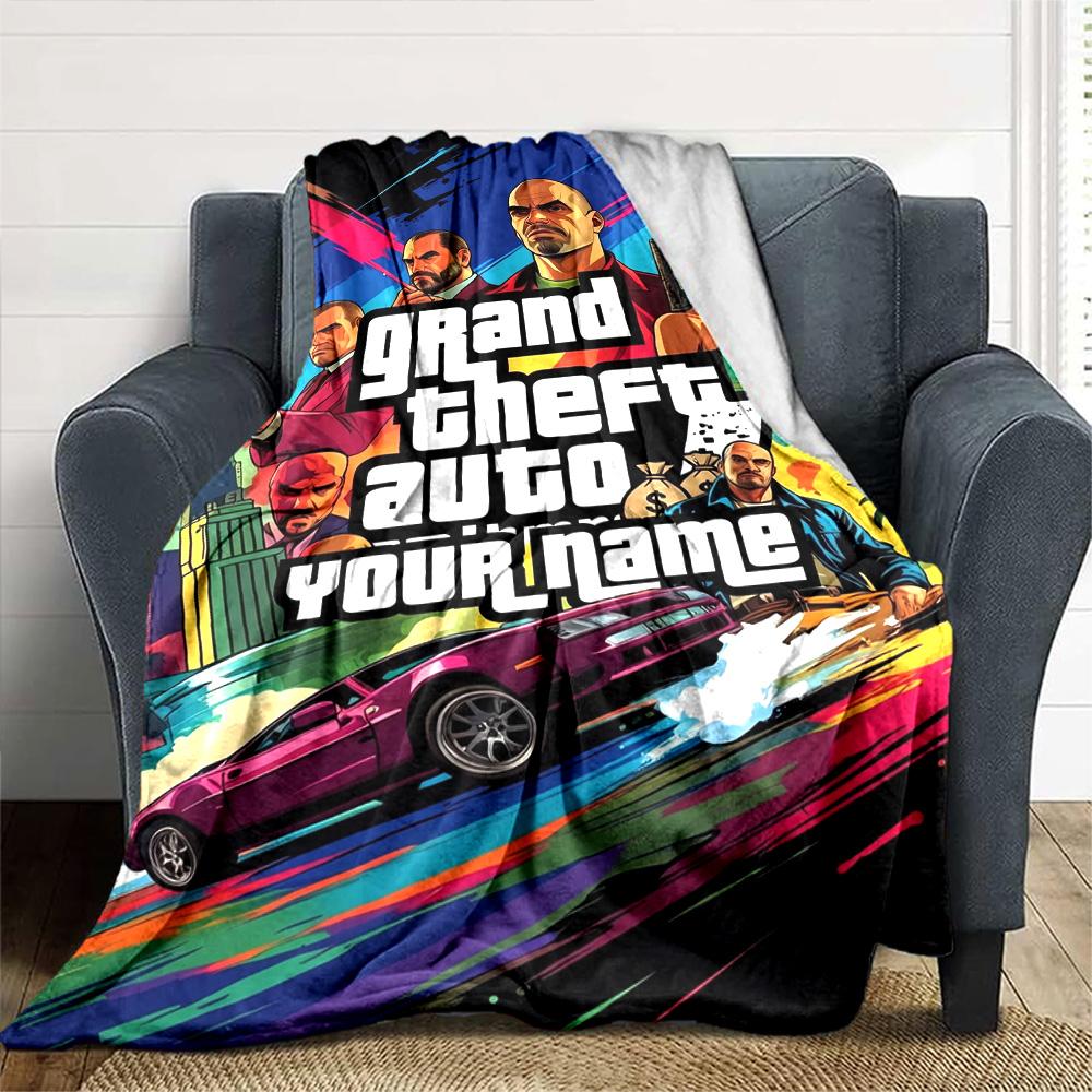 Grand Theft Auto Customize Your Name Blanket Gift Personalized Blanket Warmthful Decor Throw For Office Bedding Chair Home Decor for All Occasions