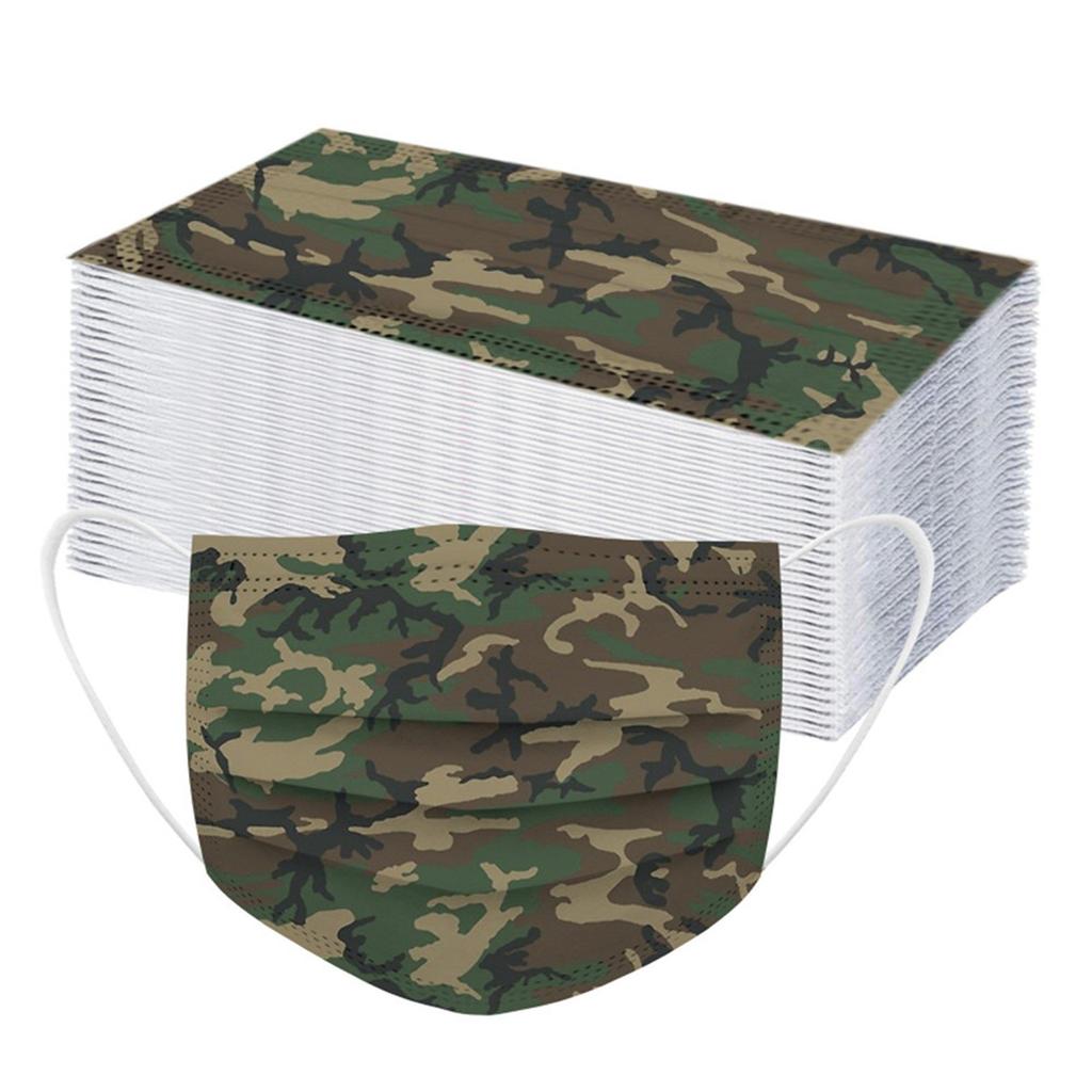 Printing Disposable Three Layer Face Mask With Nose Strip 50PCS