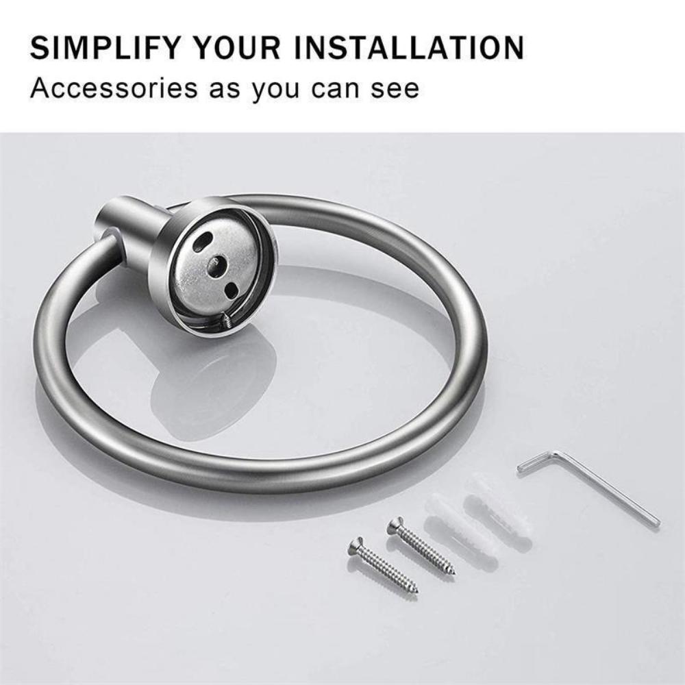 Silver Towel Ring, Semi-Circular Stainless Steel Towel Ring, Towel Holder, Wall Mounted Towel Ring