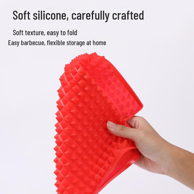 Silicone Pyramid BBQ Mat, 39.8x28cm, Non-Slip, Oil Drain, Food Grade, Heat Resistant, Microwave Safe