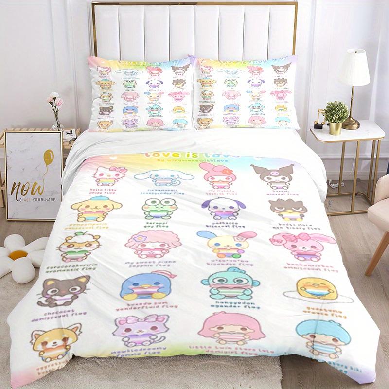 

3pcs Sanrio Breathable Polyester Bedding Set Soft Duvet Cover and 2 Pillowcases,Suitable for All Seasons, 082663b 135x200cm