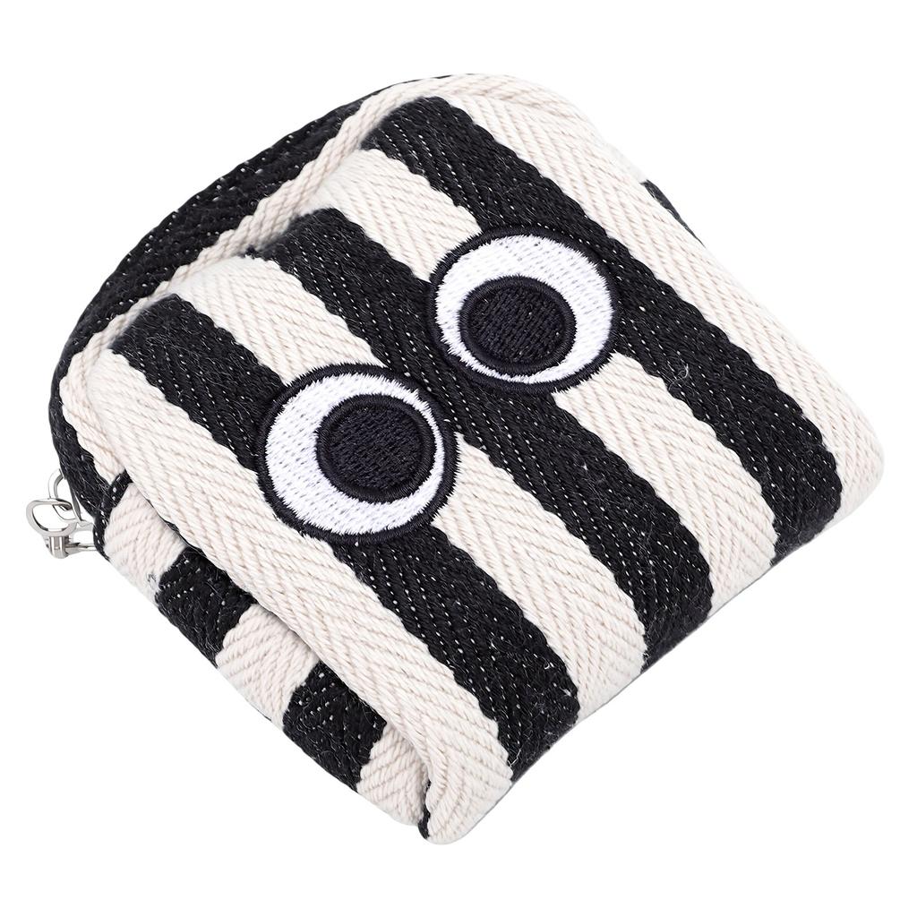 Waist Bag Cute Embroidered Eyes Striped Zippered Portable Waist Storage Pouch