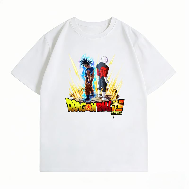 Bandai Dragon Ball Super Goku Jiren Battle Print Tshirt Casual Short Sleeve Cotton Anime Streetwear Unisexs Tshirt S