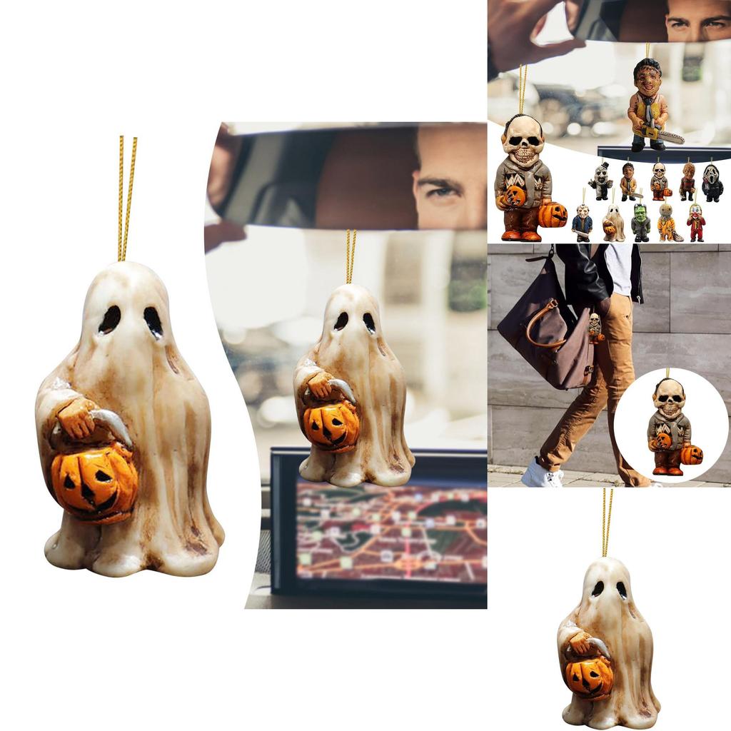 Vintage Acrylic Horror Movie Garden Gnome Rearview Mirror Decoration For Halloween