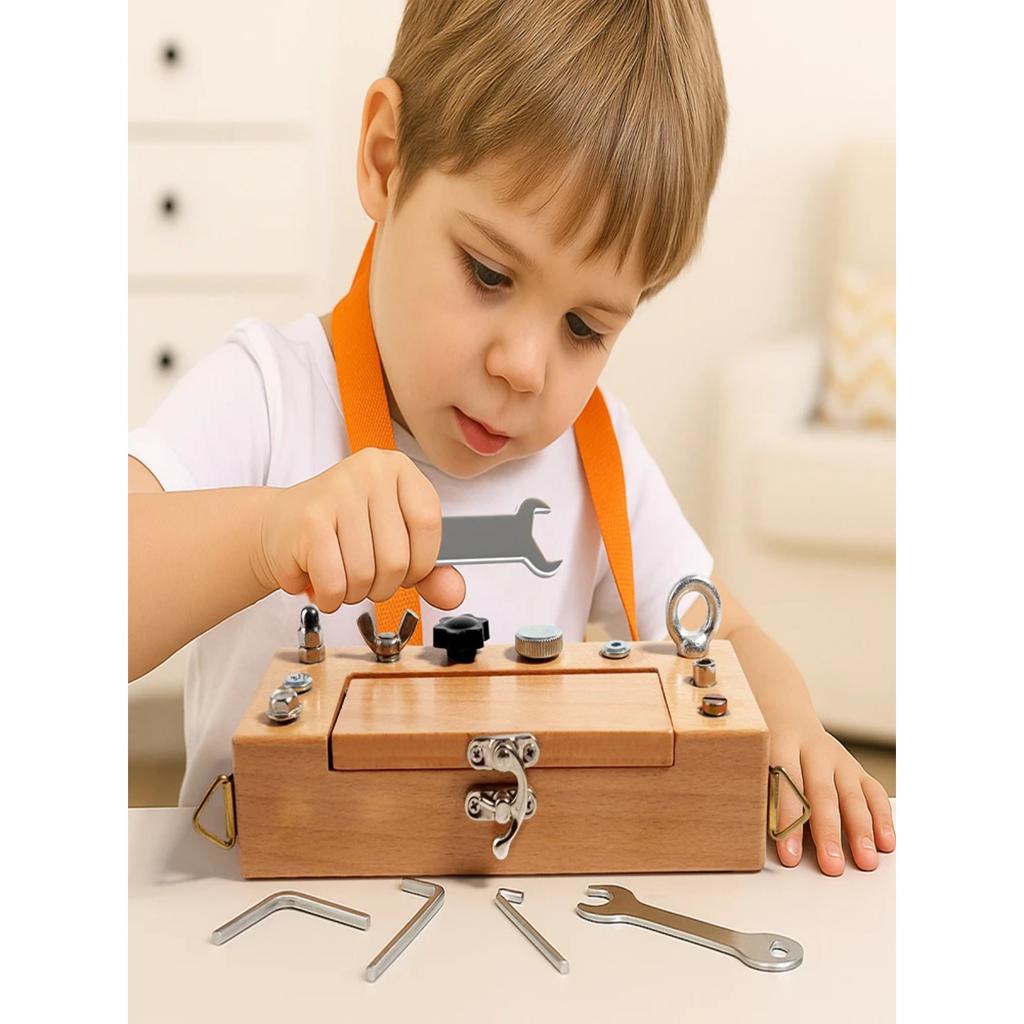 Children Learning Tool Set Baby Screw Assembly Wooden Tool Box Early Educational Hand-eye Coordination Toys for Kids