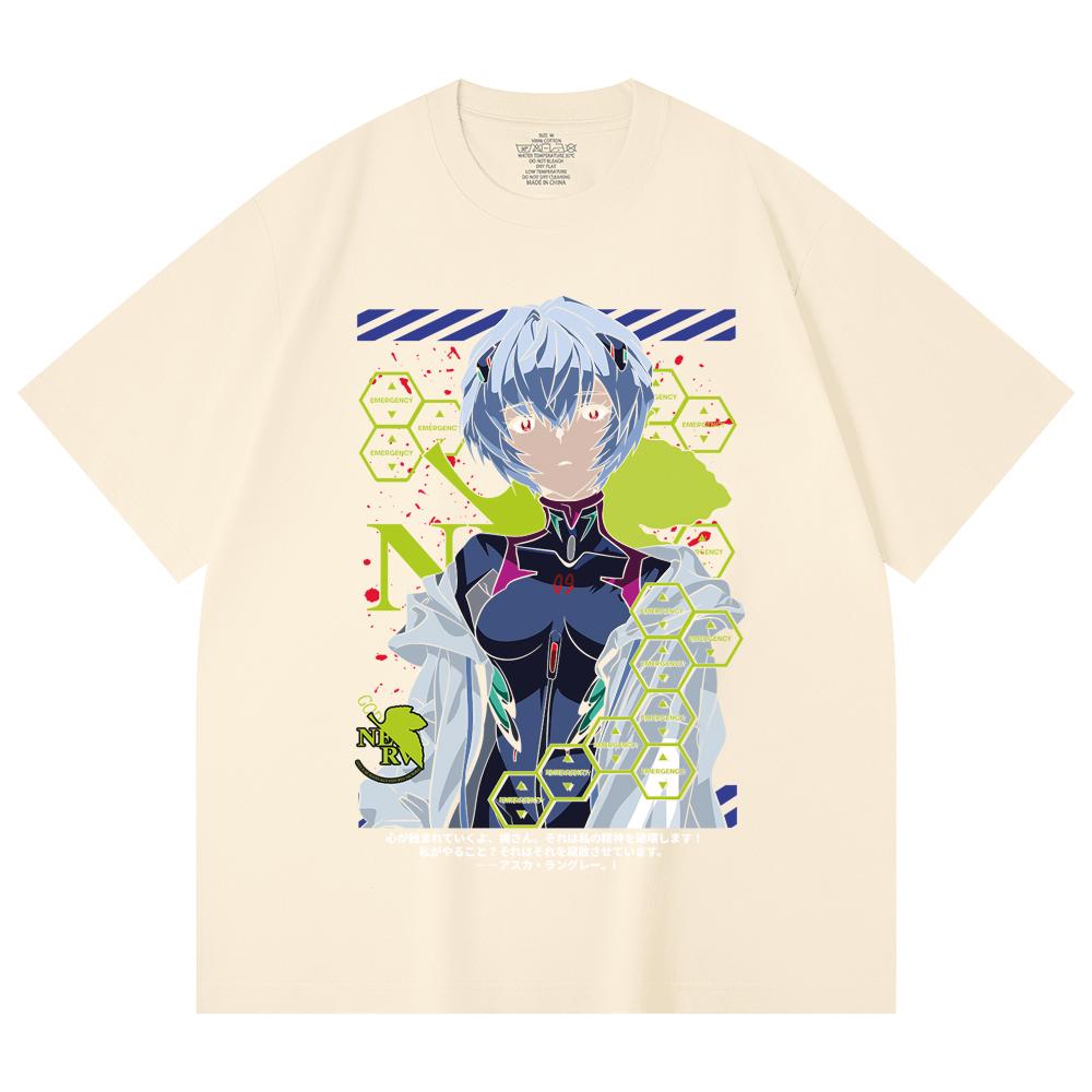 230 Gsm 100% Cotton Evangelion V6 Rei Print Unisex Heavy Cotton T Shirt