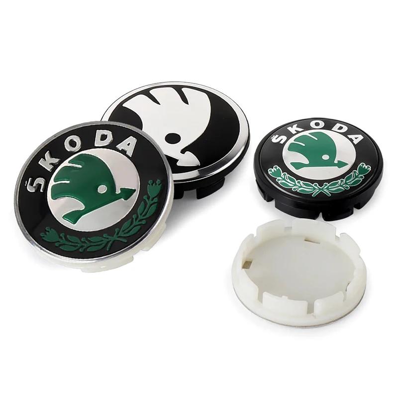 4Pcs 56mm Car Wheel Center Caps Hub Cap Covers Emblem Styling For Skoda Octavia Kodiaq Fabia Rapid Superb A5 A7 2 Kamiq Karoq