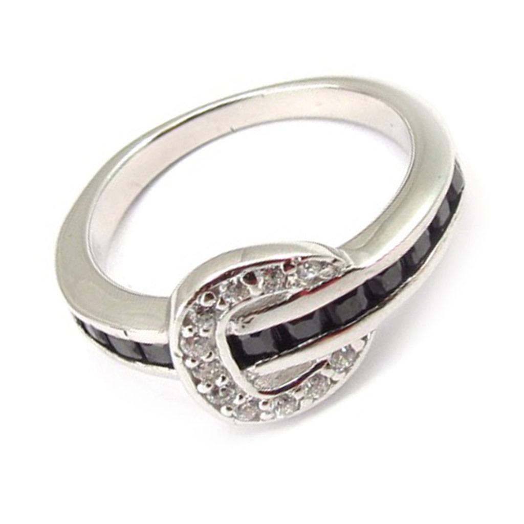 Silver Ring 'belt' White Black