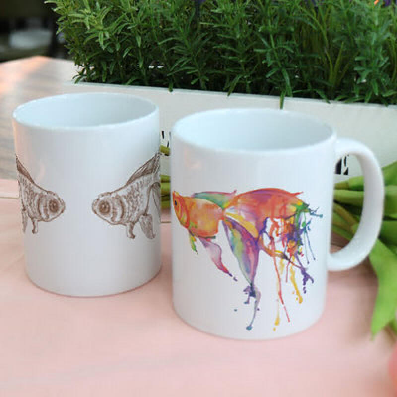tk347-Design Mug 2p-Goldfish Illustration