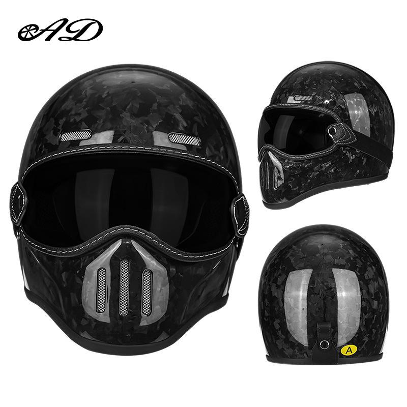AD Fiberglass Retro Full Face Motorcycle Helmet for Men and Women