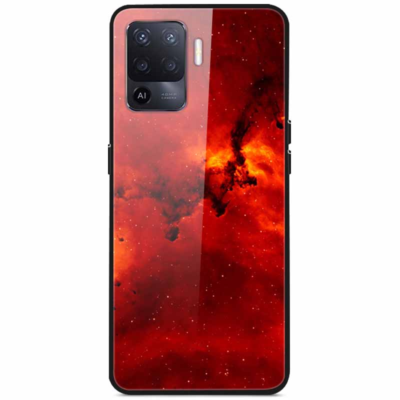Tempered Glass Case For Oppo Reno5 Lite Hard Back Cover for Oppo Reno 5 Lite Luxury Painted Reno5Lite Funda 6.43'' Shockproof
