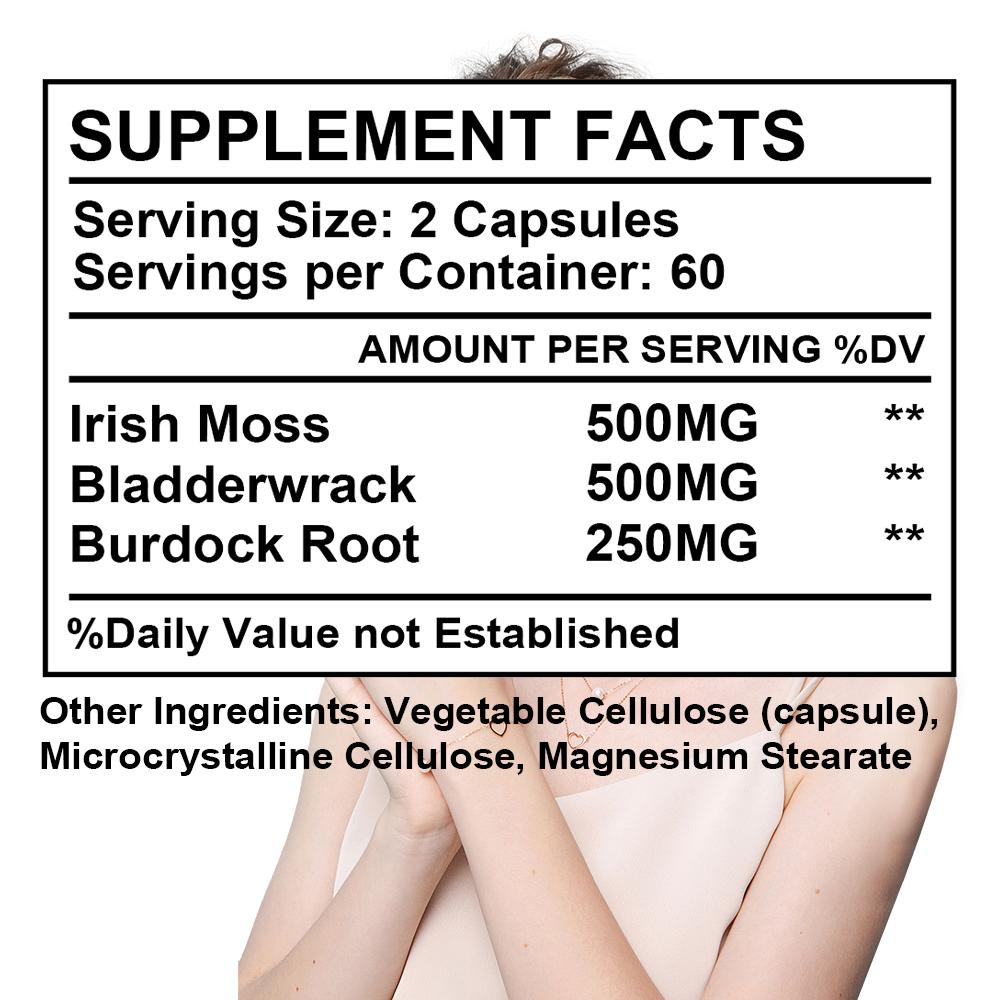 Premium Sea Moss Capsules with Bladderwrack and Burdock Root for Immune and Thyroid Support 120 Capsules
