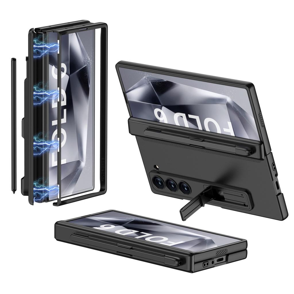 Samsung ZFold6 Mobile Phone Case Center Shaft Magnetic Suction Hinge Full Inclusive Pen Slot Anti-fall PC Hard Shell Fashion Folding Shell