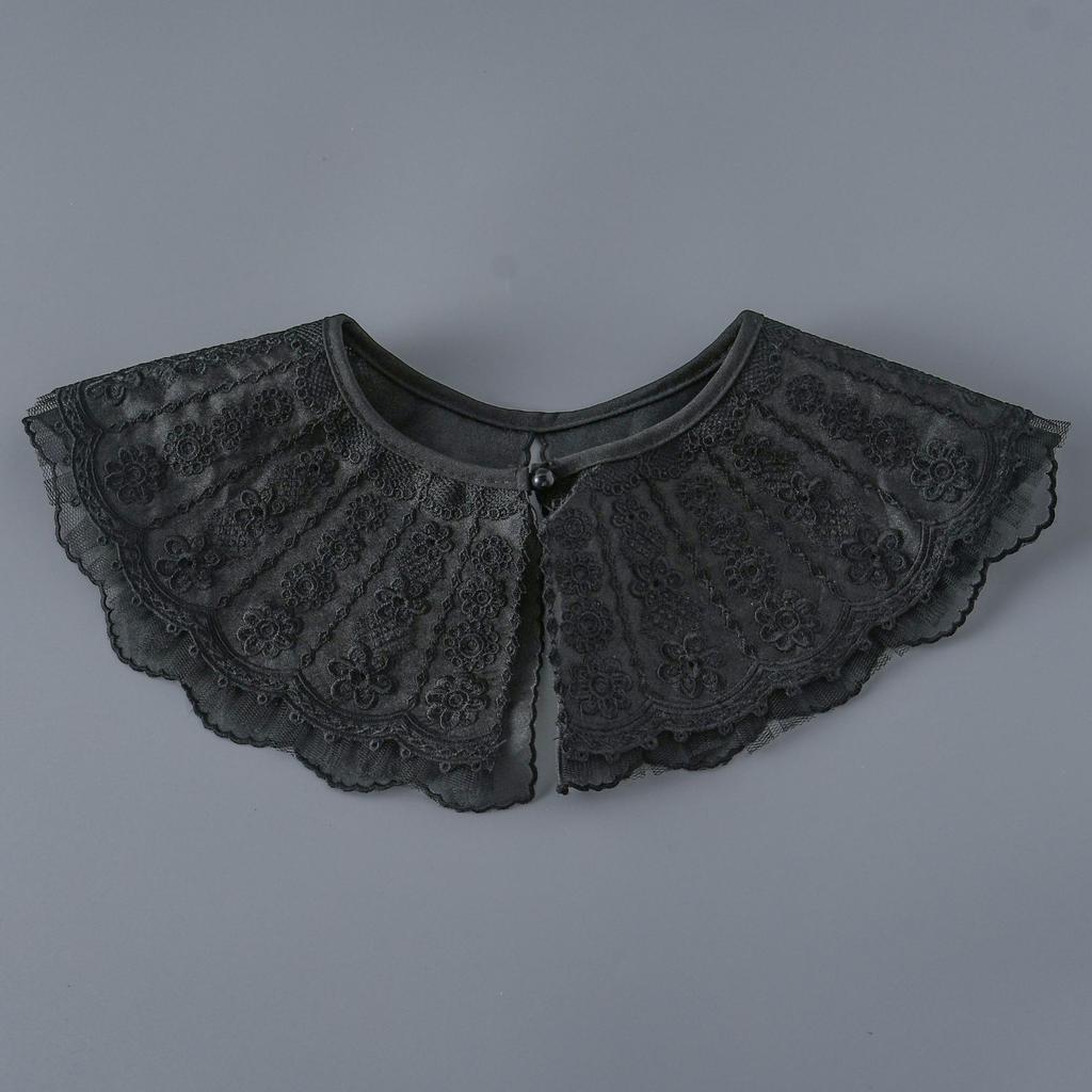 Korean Style Fake Collar Shwal with Straps Decorative Women's Shirt Fake Collar Shawl Wrap Hollow Out Embroidery Lace Necklace