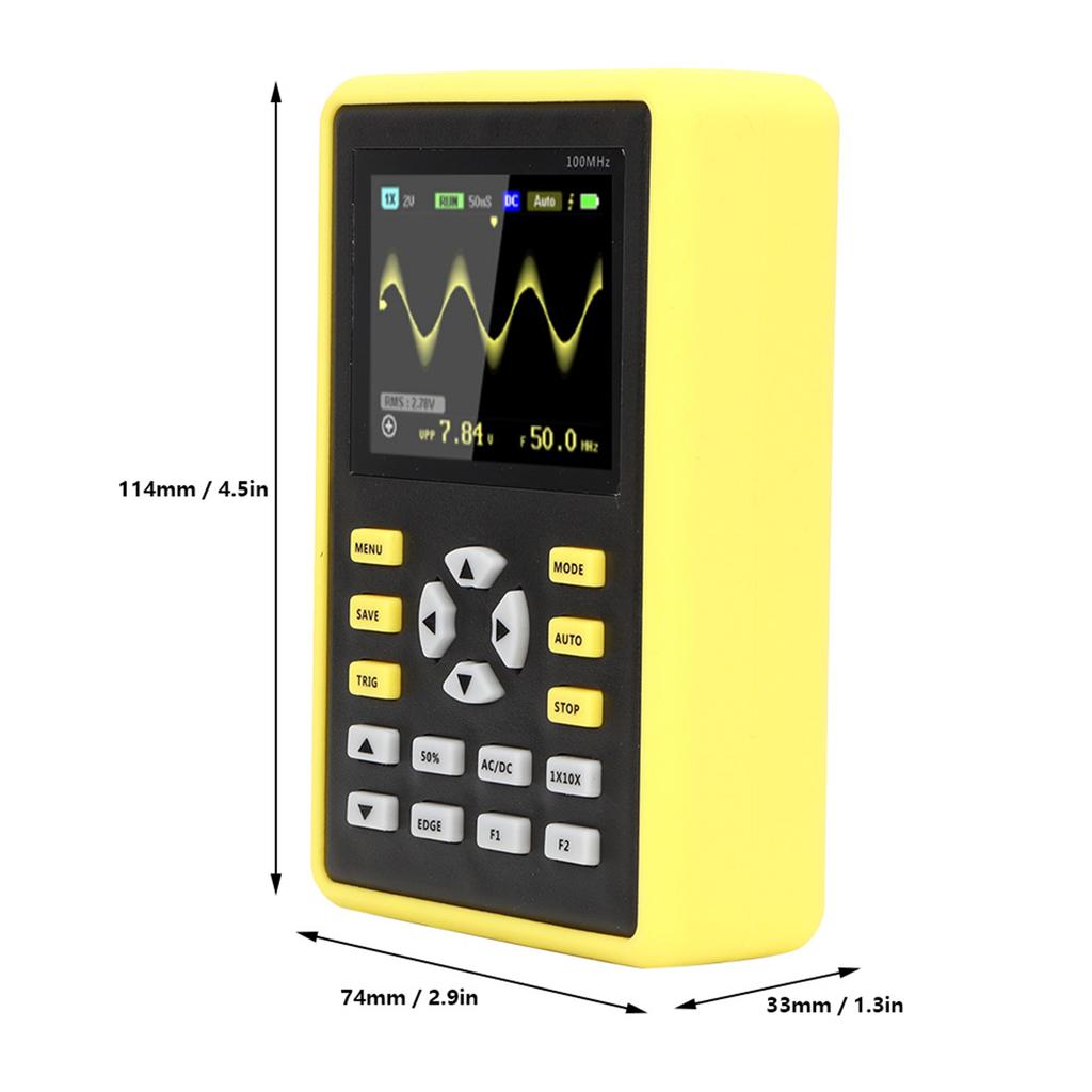 Handheld Digital Oscilloscope USB Portable IPS LCD Mini Digital Oscilloscope Multimeter Tester Tool 100MHz 500MS/s Oscilloscope
