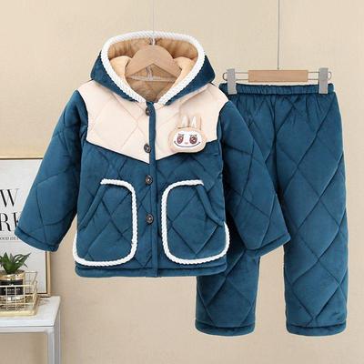 Mumu House Winter Kids' Pajamas: Thickened 3-Layer Coral Fleece & Flannel Set for Boys & Girls