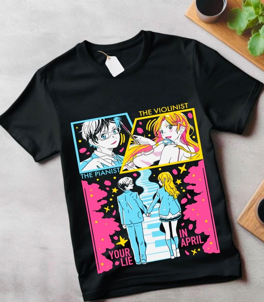 

T-shirt Kaori Kousei Anime Your Lie In April kaori miyazono Music Shirt All Size XL