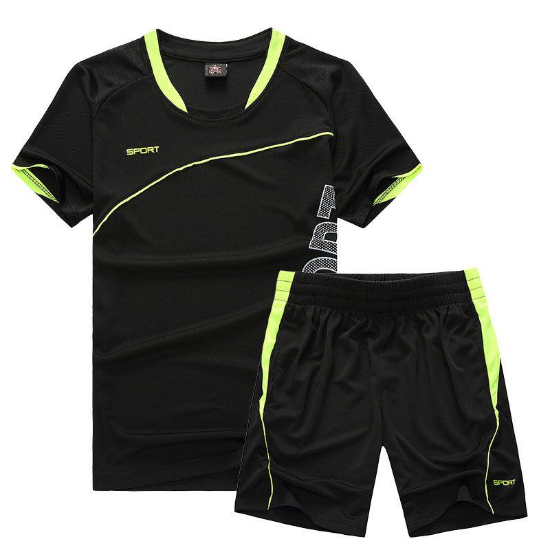Sports Running Men Suit Quickdrying Short Sleeve Shirts Summer Gym Shorts