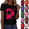 Ladies' Loose Comfortable Casual Fashionable  Star Pattern Printed Round Neck Short Sleeved Shirt