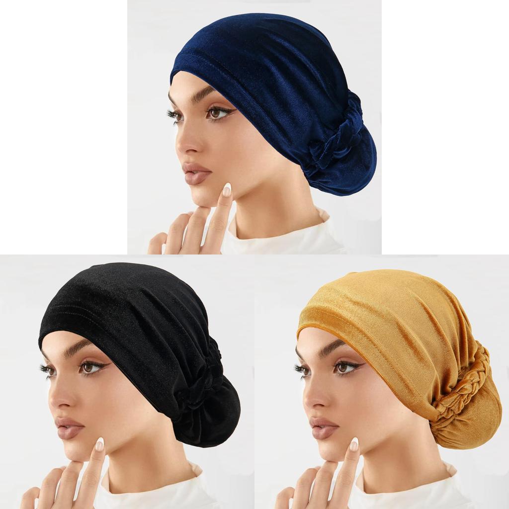 Einfarbiges Polyester-Kopfbedeckung für Damen ohne Schirm für den täglichen bescheidenen Stil