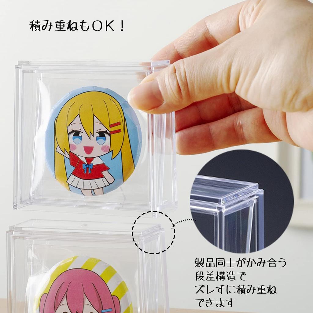 Inomata Chemical (Inomata-k) Badge Display Case, 10-Piece Set, Made in Japan, 3850 Clear, 8.1 x 3.1 x 7.8cm (H), Fits Badges up to 57mm Diameter