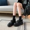  Fat mm platform small leather shoes women's new retro laceup college style large size women's shoes