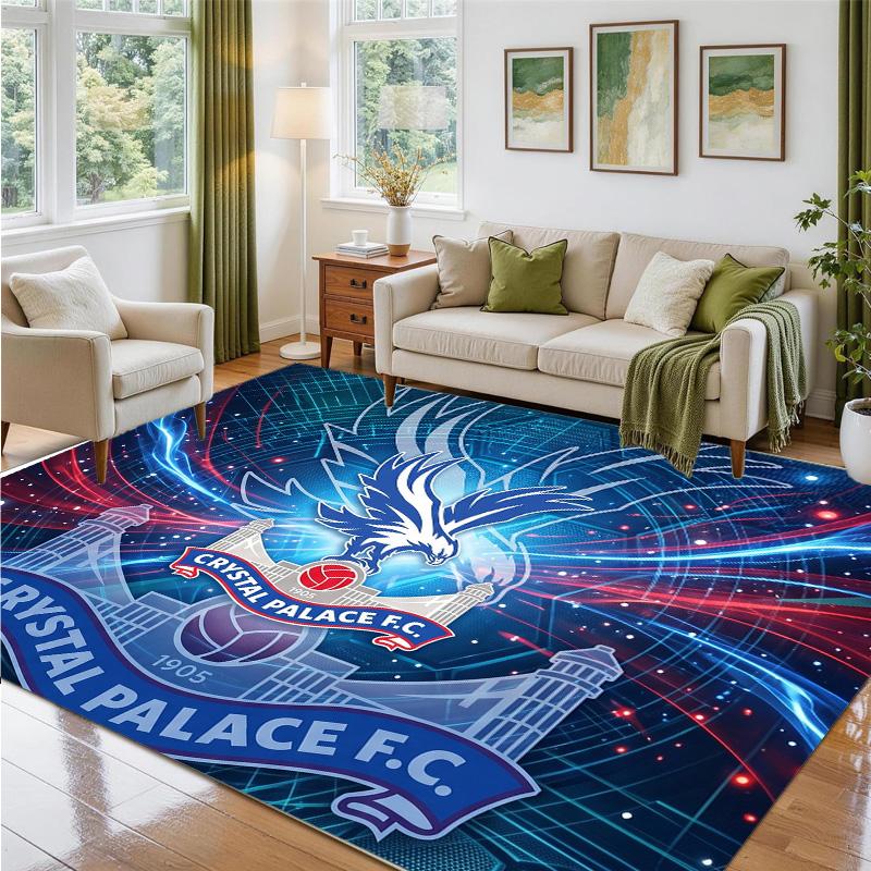 Crystal Palace Football Design Crystal Velvet Rug Soft Decorative Mat for Bedroom Entrance