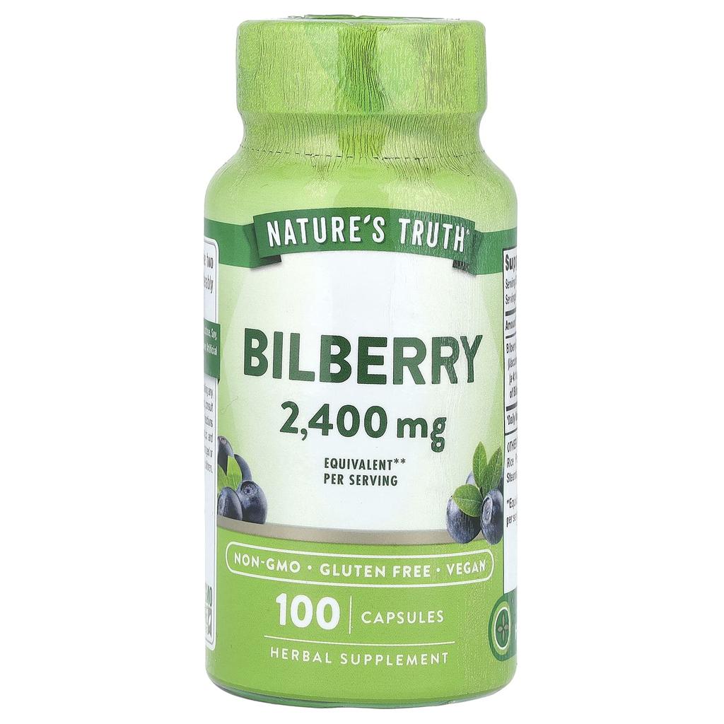Nature's Truth Bilberry, 2,400Mg, 100 Capsules (1,200Mg Per Capsule)
