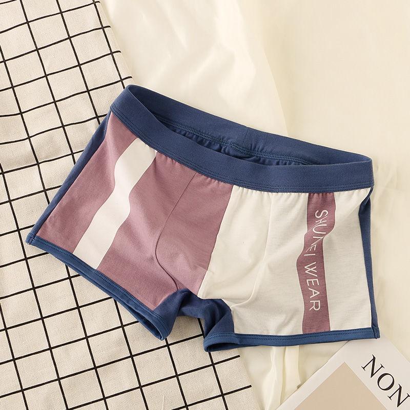 

Новые мужские шорты, хлопковое нижнее белье, боксеры, мужское сексуальное нижнее белье со средней талией, дышащие трусики, мужские молодежные индивидуальные трусы для мальчиков XXXL фиолетовый