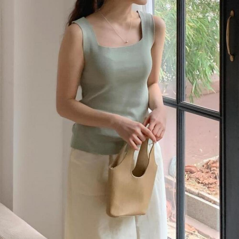 New Arrivals Open Run Sleeveless Summer Minimal Sweater Square Neck