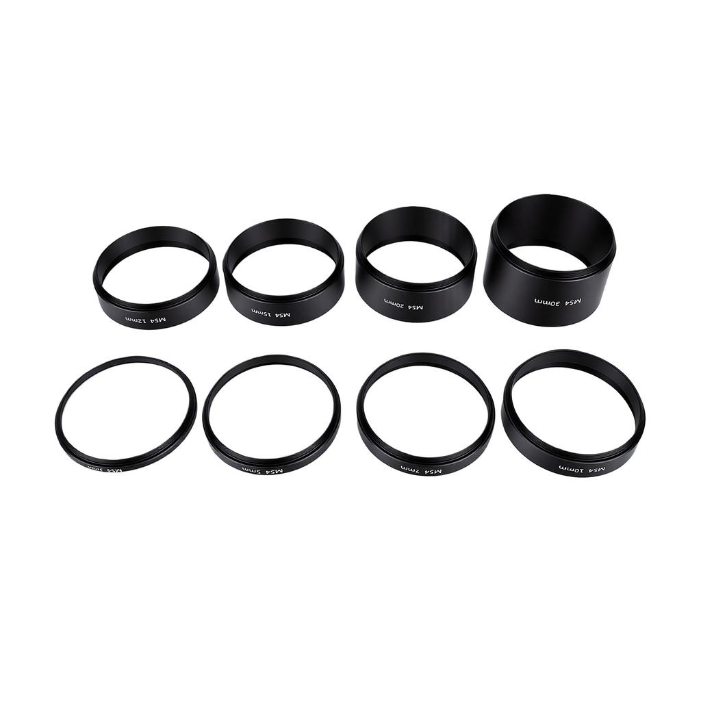 8PCS Black Telescope Extension Tube M54x0.75 Stackable Threaded Dazzle Proof Astronomical Telescope Spacer Kit