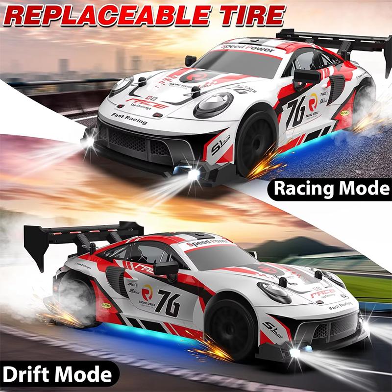 Mini GT Racing RC Car with LED Light 1/24 Scale 4WD 2.4Gh Remote Control High Speed Vehicle RTR JDM Drift Car Toy Adult Kid Gift
