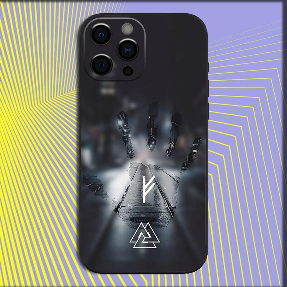 

V-Viking V-Vegvisir Логотип Чохол для телефону Для iPhone 16,15,14,13,12,11,Pro,X,XS,Max,XR,Plus,Mini М який Чорний Чохол iPhone14Plus