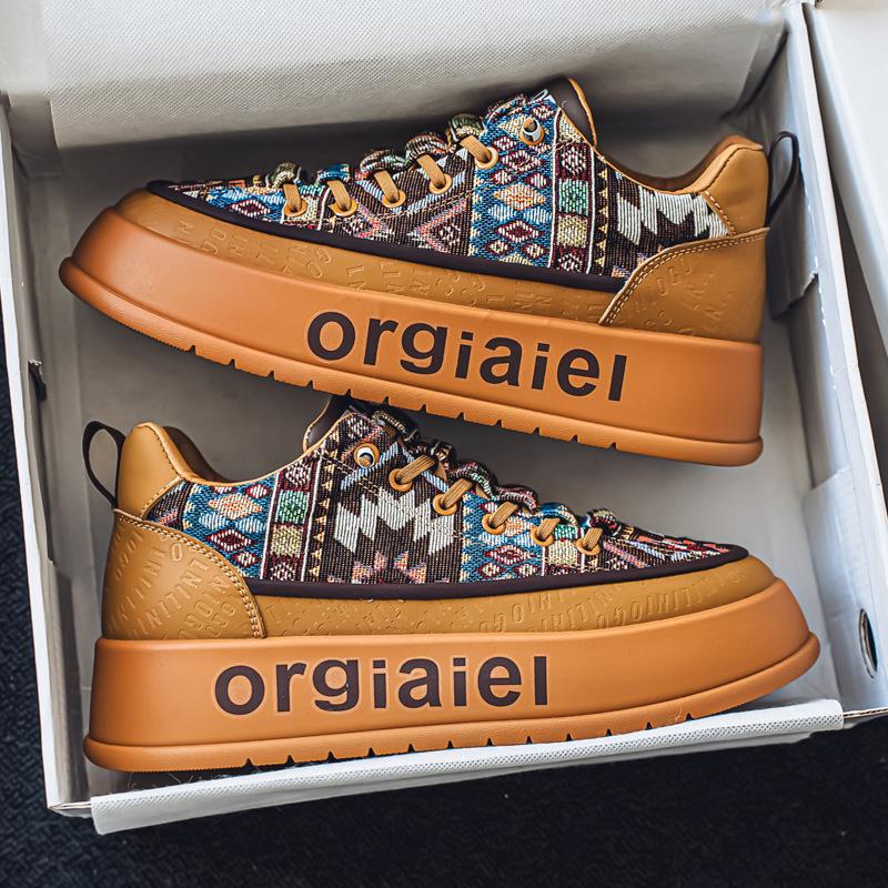 

Мужская обувь 2025 новая весна Guochao платформа амортизирующая доска обувь мода досуг молодежный кампус спорт папины кроссовки 44 хаки