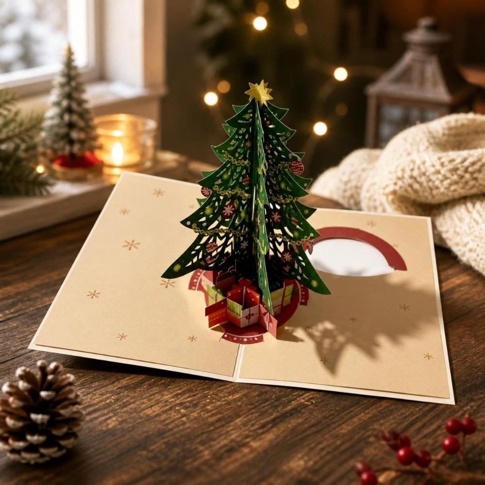 Colorful Christmas Greeting Card DIY Xmas Invitation Card 3D Christmas Tree Card  New Year