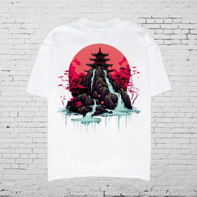 Nieuw Zomer Heren Mode T-shirt Persoonlijkheid Rotstuin Waterval Bedrukt Heren T-shirt Top