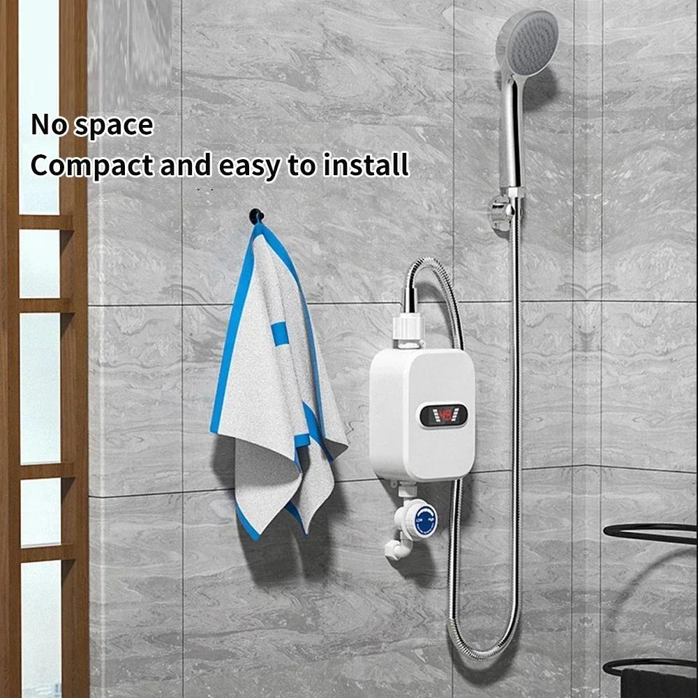 3500W Tankless Mini Hot Water Heater Thermostatic Washing Heating System with Digital Display for  Kitchen Bathroom