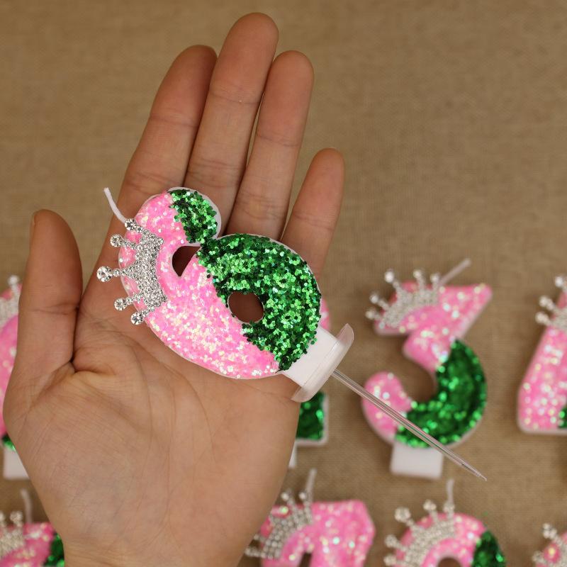 Color Block Number Birthday Candle Cake Decoration First Year Celebration Crown Birthday Candle