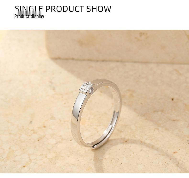 925 Sterling Silver You & Me Engraved Diamond Couple Rings - Unisex Personalized Design