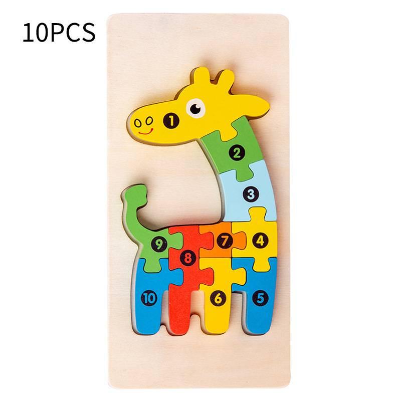 Holz 3D Tier Puzzle Spielzeug für Kleinkinder Elefant, Krokodil, Delfin, T-Rex, Giraffe