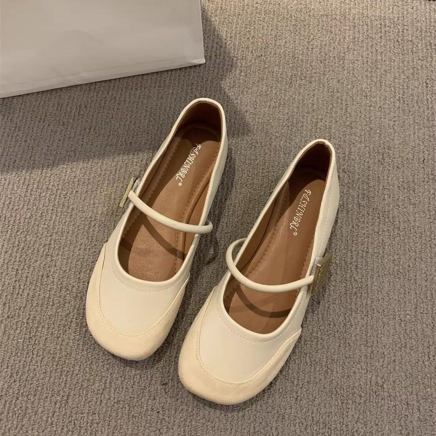 Red Mary Jane shoes women's shoes spring and autumn 2025 new round head soft sole soft surface word with shallow mouth French single shoes