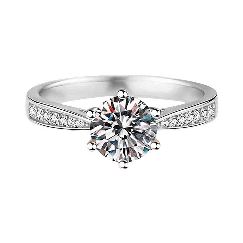 925 Sterling Silver Zircon Adjustable Women's Engagement Ring Wedding Fashion Jewelry Accessories