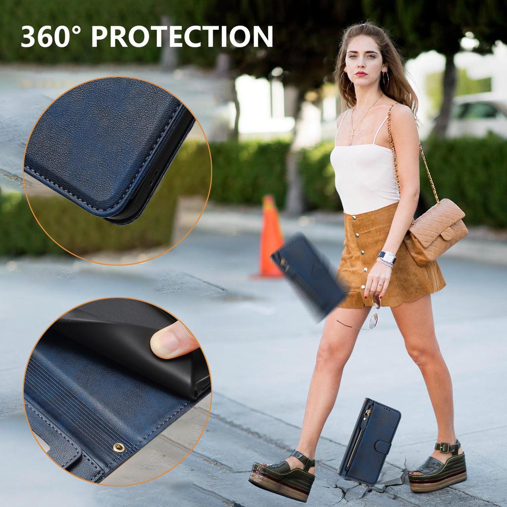 For Motorola Edge 60 Pro 5G Case Zipper Pocket Multiple Card Slots Leather Phone Cover