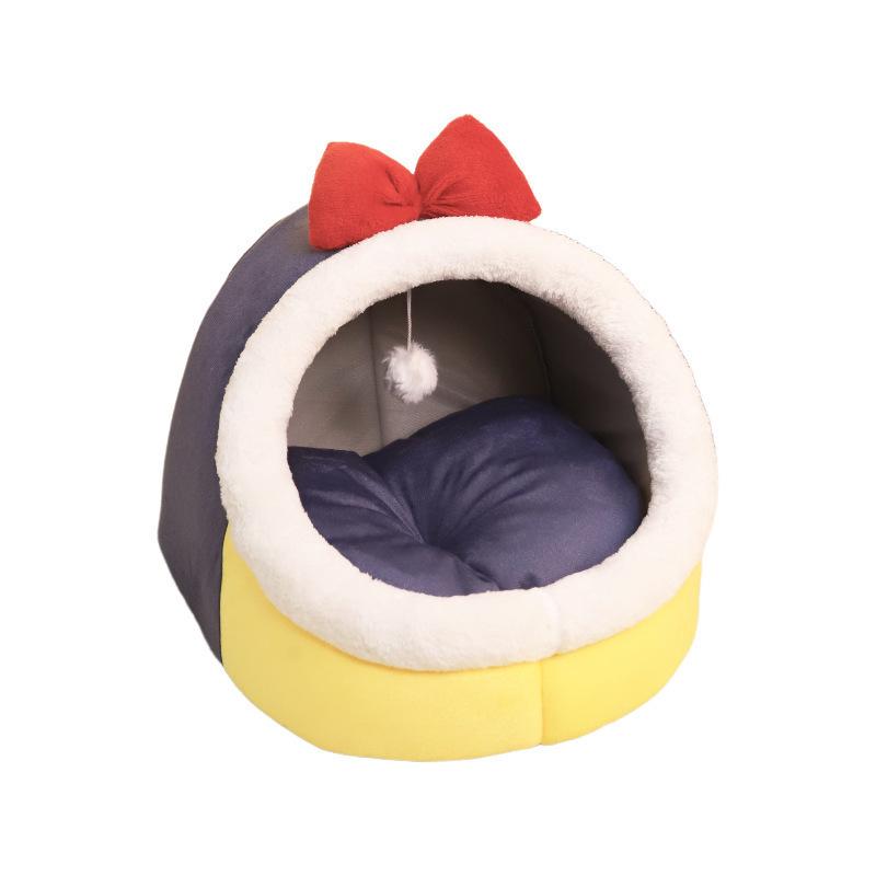 Cozy Cat-Shaped Dog House: Warm Half-Closed Bed Mat for Cats & Pets