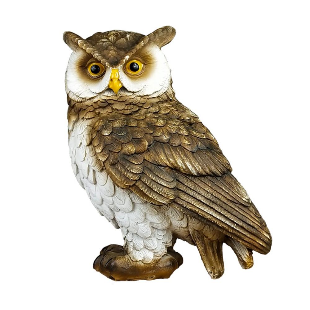 Statue de Hibou en Résine Oiseau Simulé Figurine Miniature Mignonne Ornement de Bureau Bureau