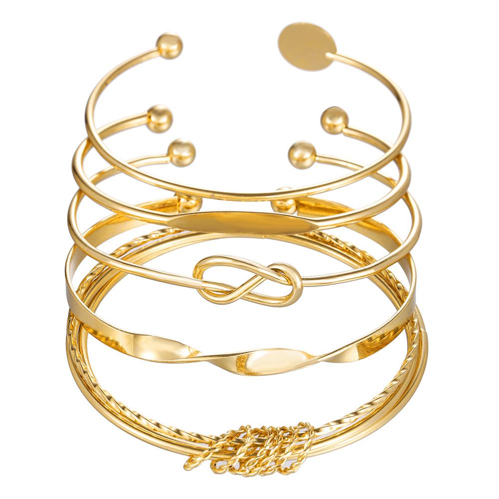 European and American multi-layer metal jewelry simple personalized chain bracelet bohemian fashion multi-layer stacked bracelet set