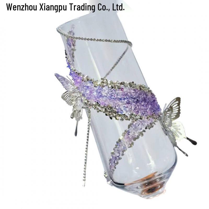 Purple Tassel Mosaic Butterfly Champagne Toasting Glass DIY Kit for Weddings