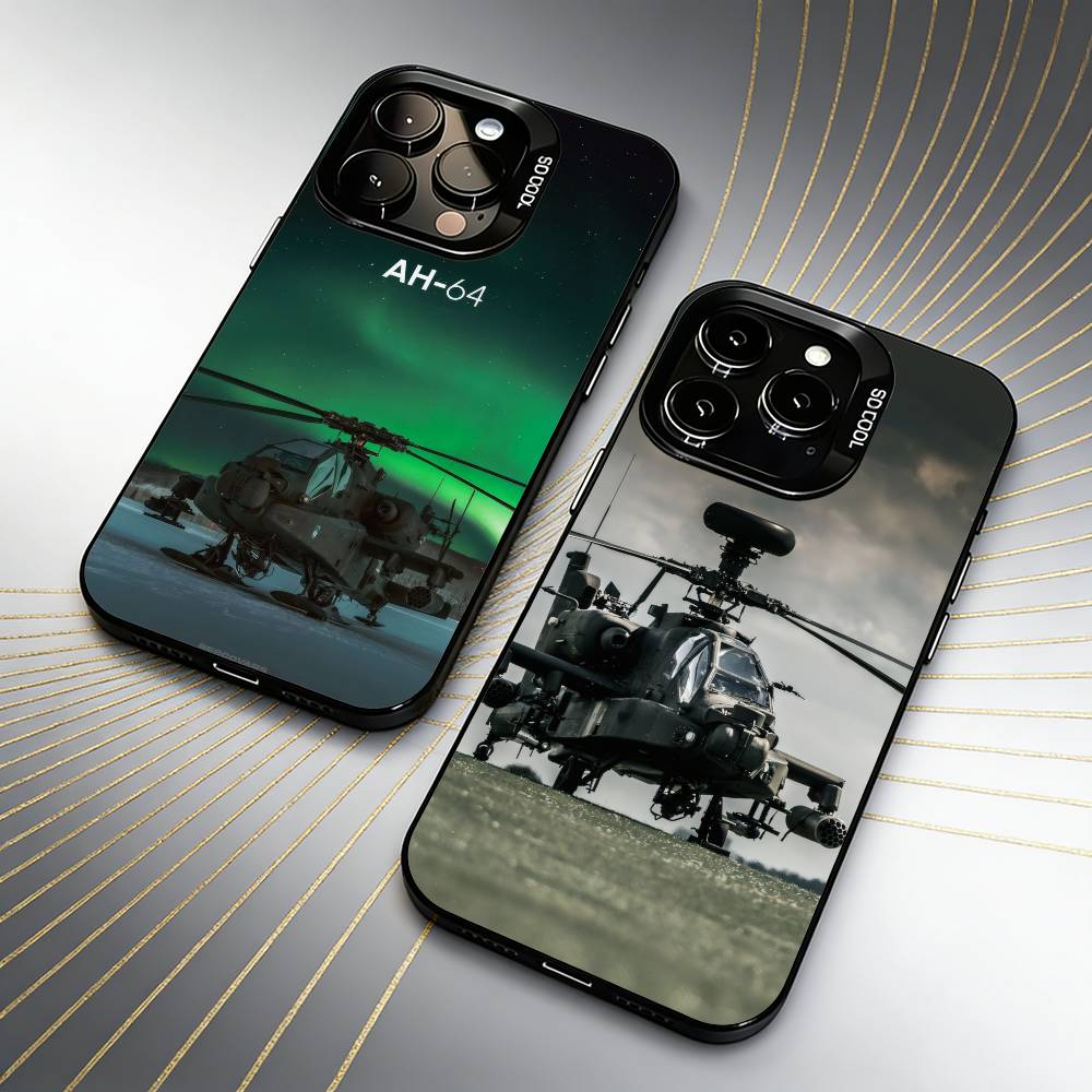 Apache AH-64 Helicopter Gunships Phone Case For iPhone 16 17 15 14 12 13 Pro Max Black Color Shockproof Cover
